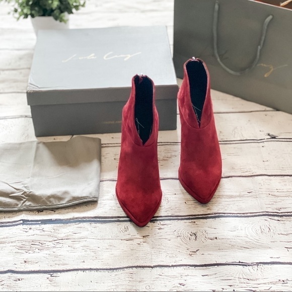 Anthropologie Shoes - Lola Cruz Red Suede Ankle Boots